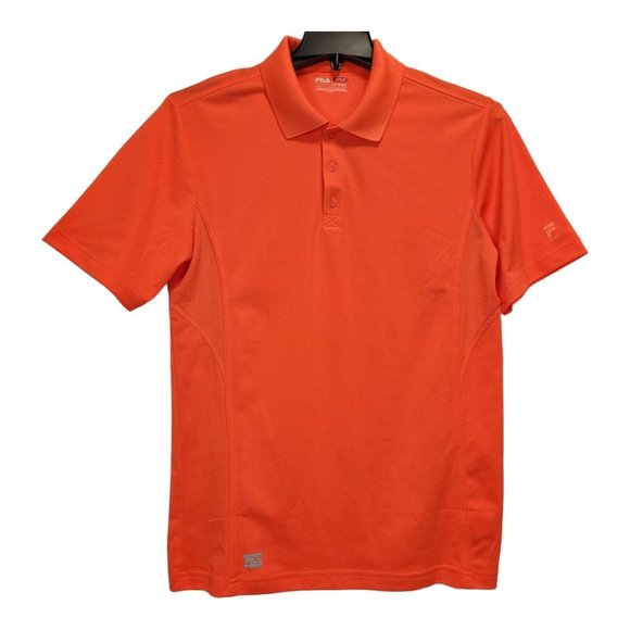 FILA Polo Shirt Men`s Size M Orange 100% Polyester Performance Golf Short Sleeve - Picture 1 of 5